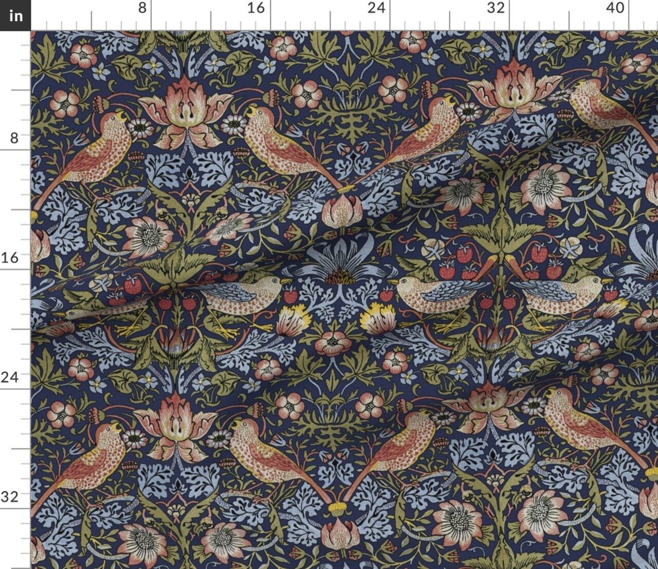 Various Fabrics by the Yard or Fat Quarter Victorian Floral Garden Morris Inspired Strawberry Fruit Damask Vintage Style Custom Printed Fabric by Spoonflower